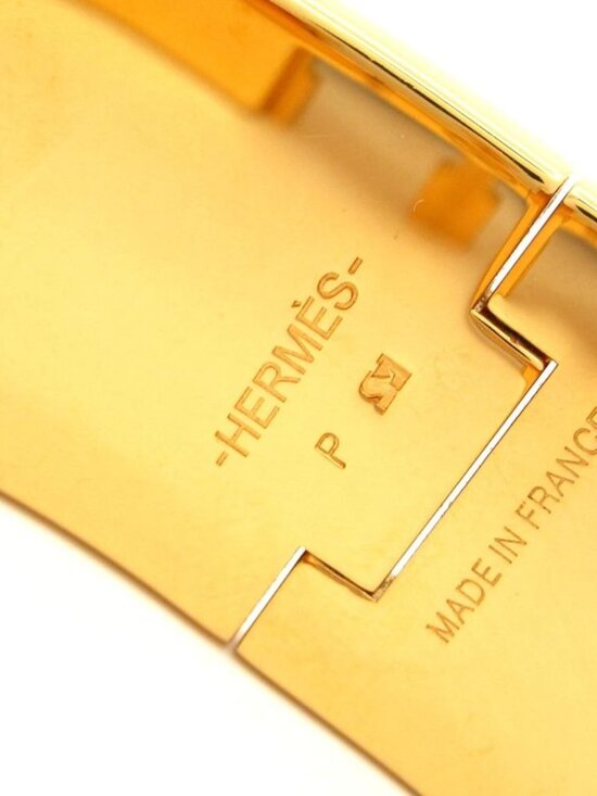 Hermes Bangle Clic Clac Gold Red Bracelet - Picture 4 of 5